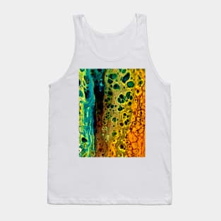 Teal gold acrylic pour art Tank Top